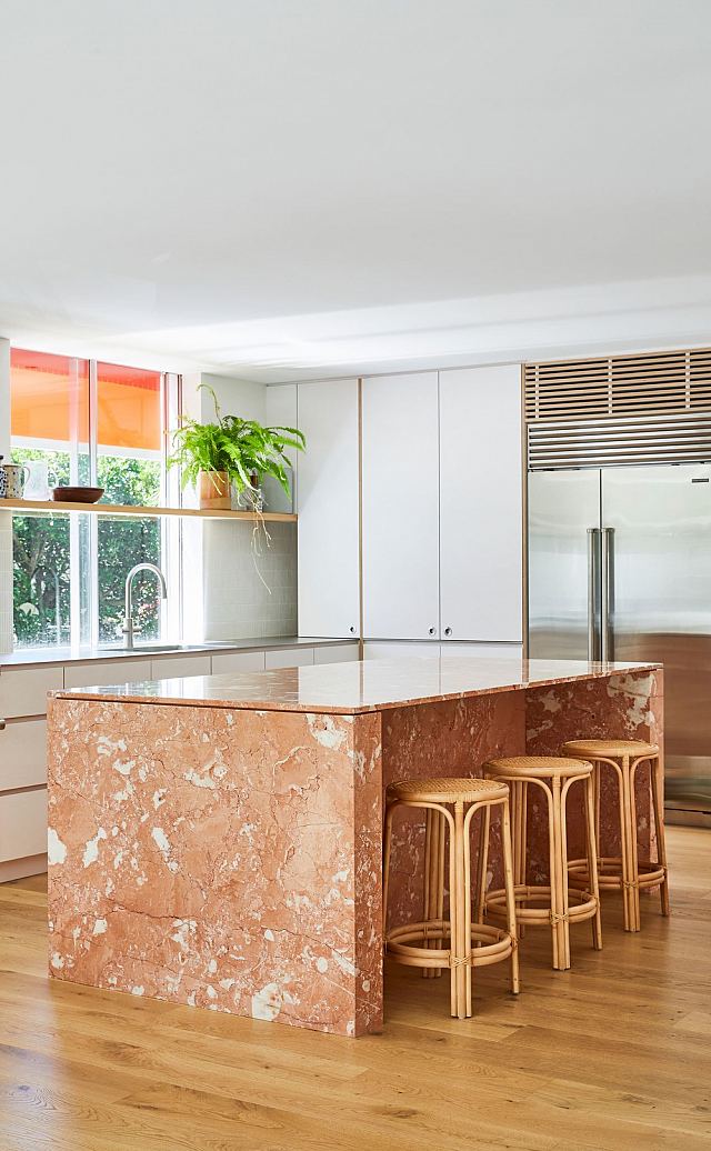 Rosa Nuvola kitchen at Camp Cove House by Tobias Partners. Photography by Pablo Veiga.jpg