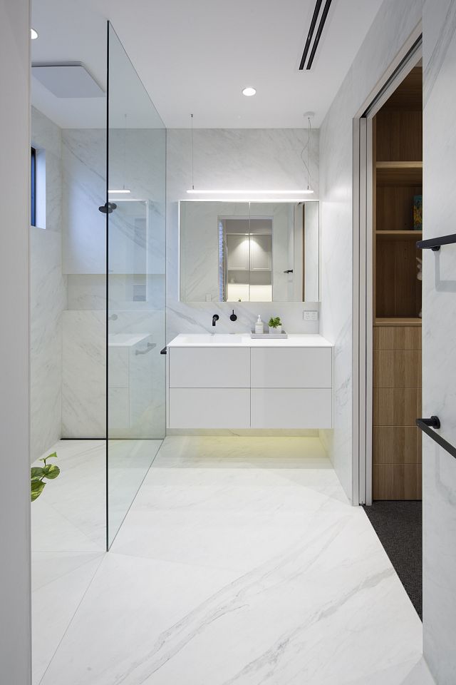  MAXIMUM Michelangelo Matt bathroom floors and walls. Project by Sketch Building Design.