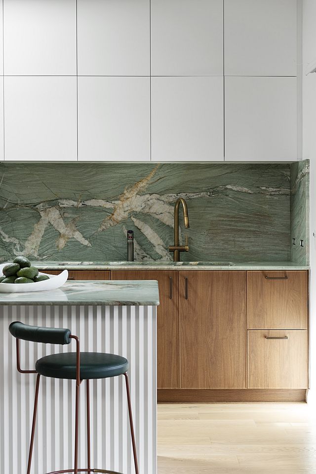 Cristanza benchtop and splashback at Derby House by Within Studio. Photography by Jody D'Arcy