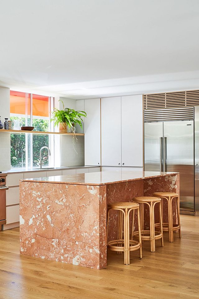 Rosa Nuvola kitchen at Camp Cove House by Tobias Partners. Photography by Pablo Veiga.jpg