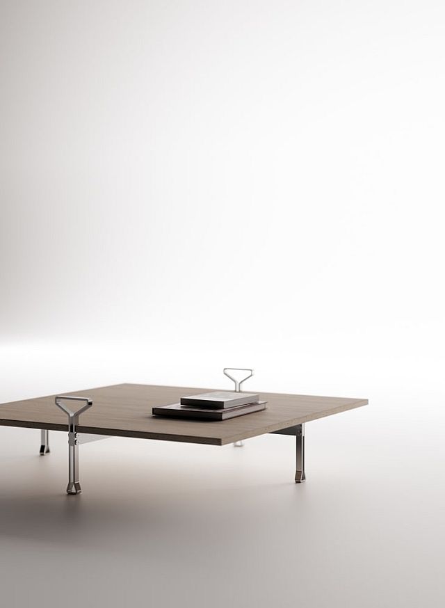 Agape Schwob Coffee Table in travertine designed by Angelo Mangiarotti and Bruno Morassutti