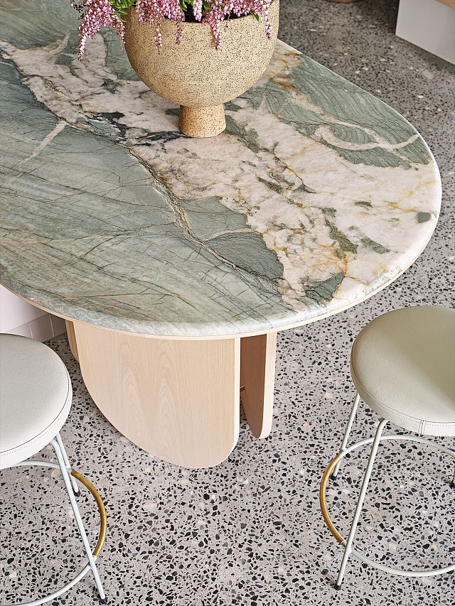 Cristanza stone island bench at Isaac House by Darren James. Photography by Brock Beazley