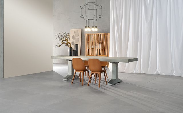 Seeds Dust is a greige porcelain floor tile by Decoratori Bassanesi