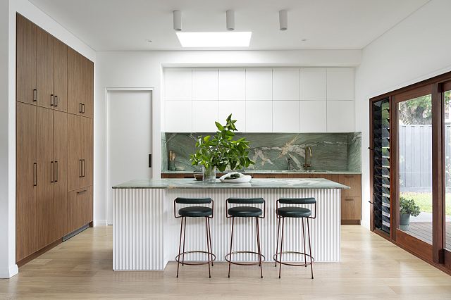 Cristanza benchtop and splashback at Derby House by Within Studio. Photography by Jody D'Arcy
