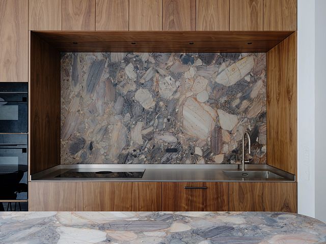Magente kitchen island and splashback at Surry Hills II designed by Architect George. Photography by Hamish McIntosh.jpg