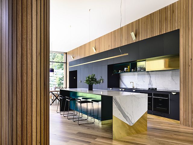 Ivanhoe House. Maximum Statuario bench top and splash back. Design by Auhaus Architecture + Interiors. Photography by Derek Swalwell.jpg