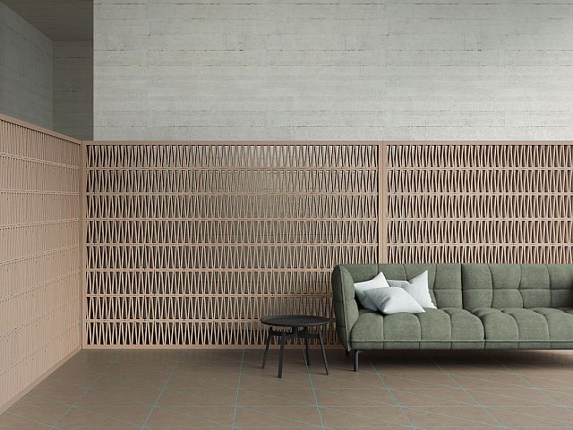 Celosia terracotta brick allow limitless solutions for indoors and outdoors, in both commercial and residential space. by Patricia Urquiola for Mutina