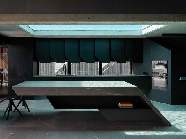 Maximum Piasentina Flamed floor and wall tiles in 1500x750x6mm, and Maximum Piasentina Flamed 12mm slab kitchen benchtops and island. Design by MAS Architecture. Photography by Christopher Frederick Jones. Photo courtesy of MAS Architereet Full Bench.jpg