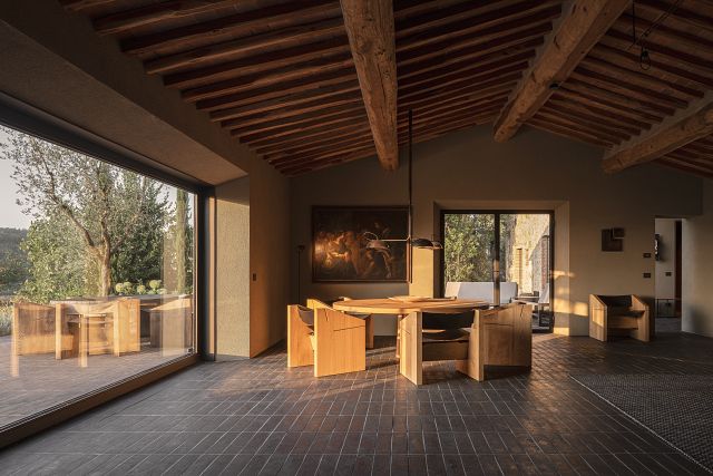 Cotto Manetti Terre Colorate handmade terracotta tiles at Casamorelli, Radda in Chianti, Italy. Design by Holzrausch Studio. Photography by Oliver Jaist. Note: Terre Colorate has had Geal colour enhancer applied