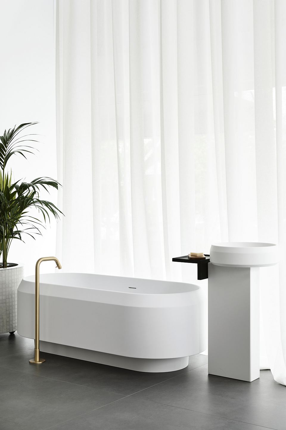 Memory Floor Standing Bath Spout in Natural Brushed Brass.jpg