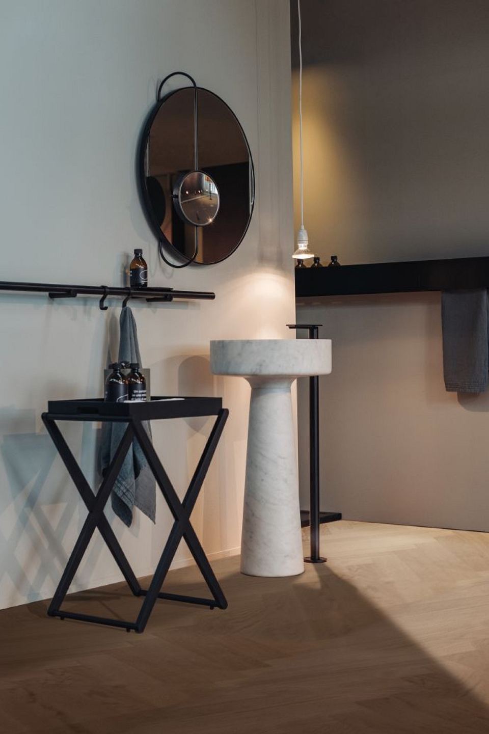 Agape Revolving Moon Mirror in Black